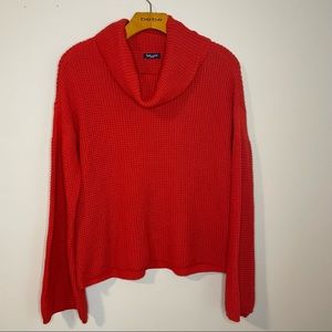 Splendid Waffle Knit Cowl Neck Bell Sleeve Sweater size Medium